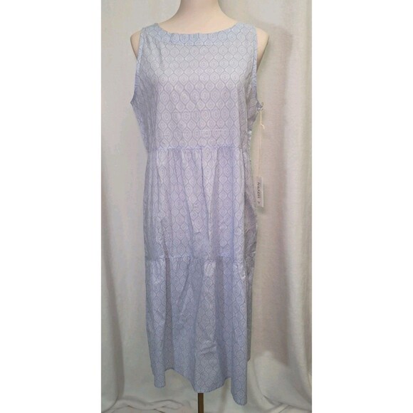 Haven Well Within Sleeveless Lightweight Tiered Midi Dress Blue White Size S - Picture 1 of 12
